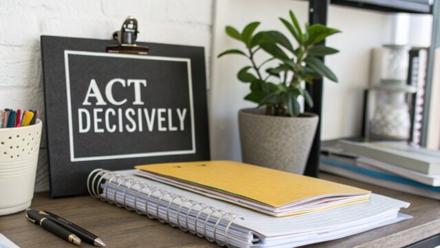 Motivational Workspace with Inspiring Quote, Stationery, Plant, and Organized Desk Setup for Productivity and Creativity