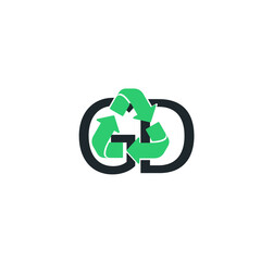 Naklejka premium Green Eco Friendly GD Monogram Logo with Negative Space for Corporate