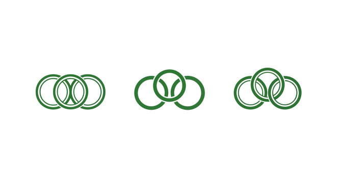 Three Green Interlocking Ring Symbols Design.