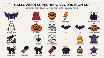 Halloween superhero icons set. © Ariya