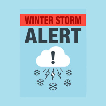 Winter Storm Alert Graphic with Snowflakes and Lightning Icon