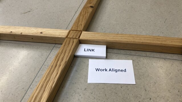 Wooden Framework with Labels for Link and Work Aligned Marking Tool Orientation in Construction Workshop Environment