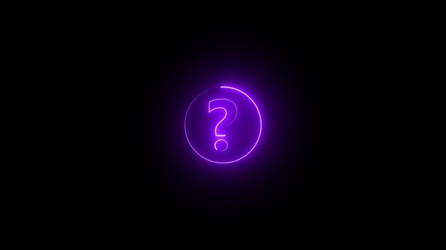 Glowing Neon Purple Question Mark Symbol Animated on Black Background Abstract Concept video