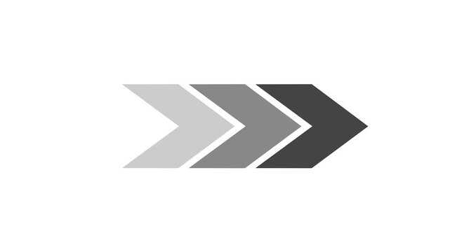 Four chevron arrows pointing right progress bar infographic element gradient shades white background