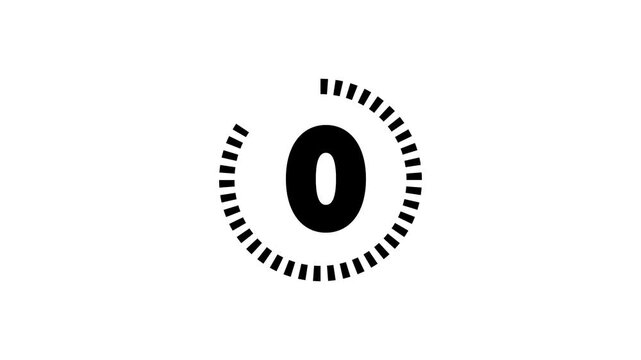 Five second countdown animation from 05 seconds to 0 seconds on a transparent background, five second countdown timer with alpha channel