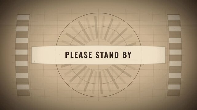 Please stand by vintage tv test pattern. Retro television screen broadcast signal