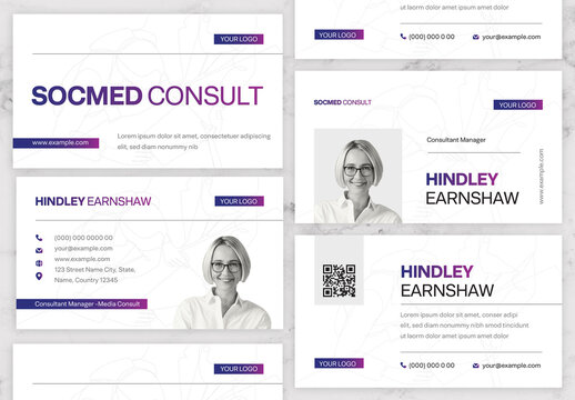 Gradient Purple And Black Media Consult BusinessCard