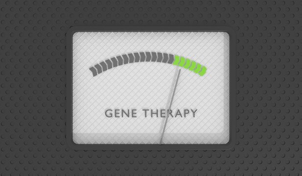 Gene therapy meter showing a high level. Genetic and gene manipulation concept. Innovative in science. Medical science and biotechnology. Dynamic increasing gauge. 3D render