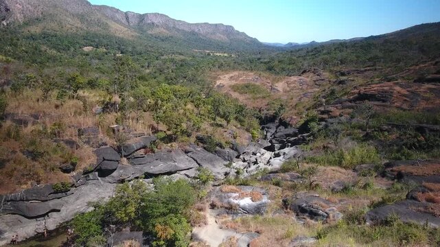 Cinematic aerial drone footage of Chapada dos Veadeiros, Alto Para&iacute;so de Goi&aacute;s, Brazil