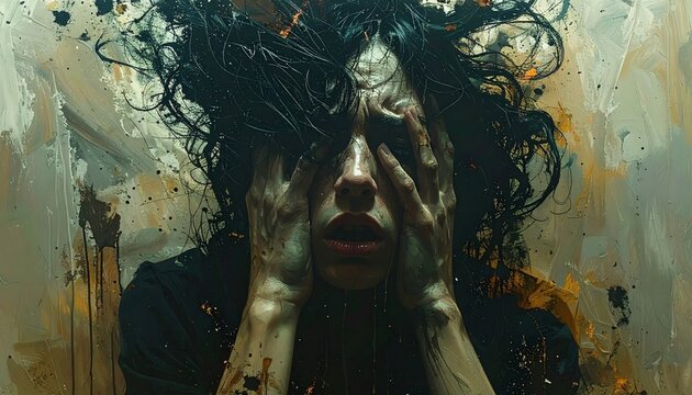 Emotional turmoil and sadness concept.