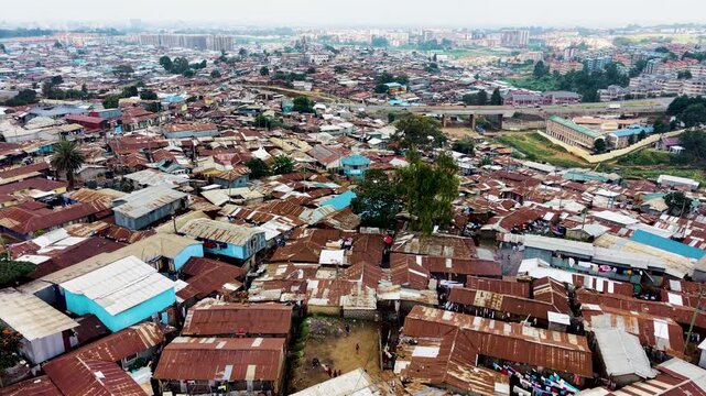 Kibera slums kenya- rusted roofs of kibera slums kenya