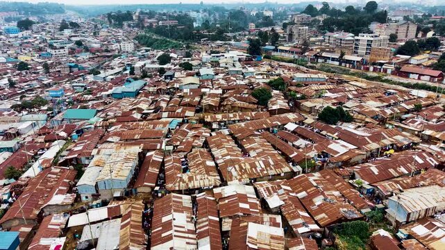 Kibera slums kenya- rusted roofs of kibera slums kenya