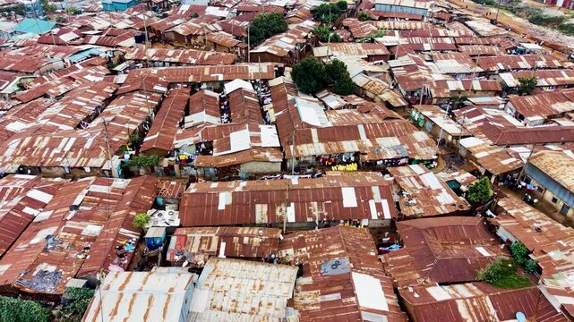 Kibera slums kenya- rusted roofs of kibera slums kenya