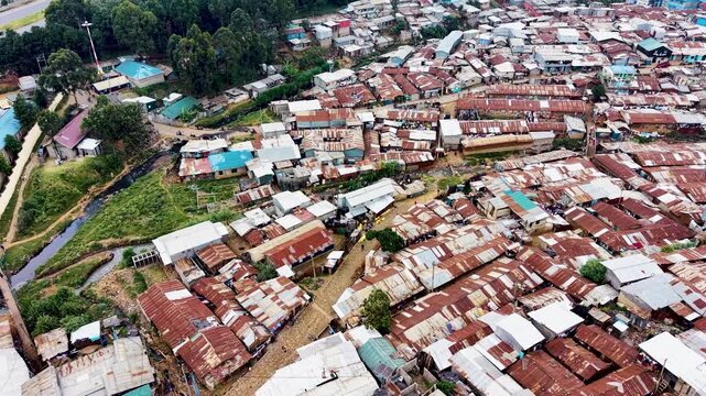 Kibera slums kenya- rusted roofs of kibera slums kenya