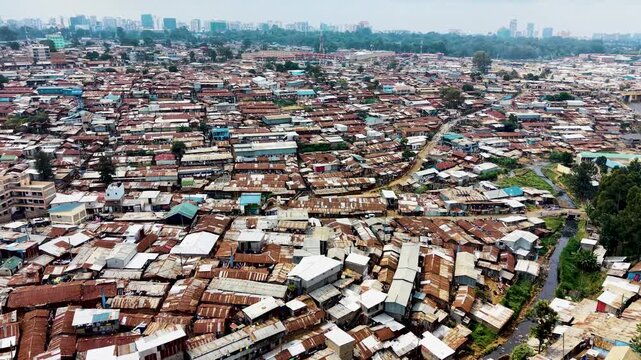 Kibera slums kenya- rusted roofs of kibera slums kenya