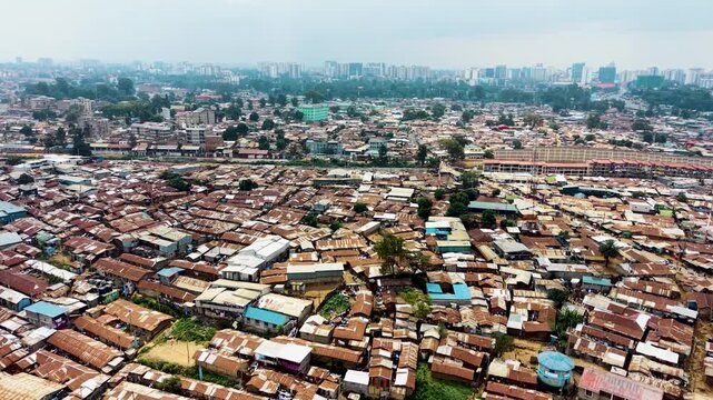 Kibera slums kenya- rusted roofs of kibera slums kenya