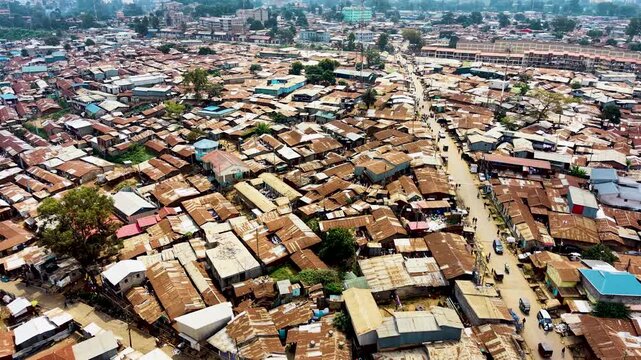 Kibera slums kenya- rusted roofs of kibera slums kenya