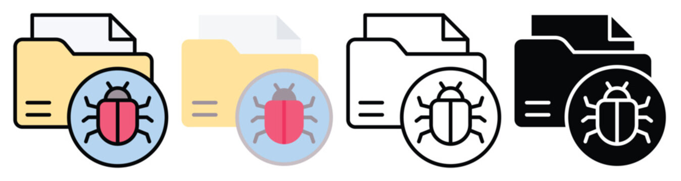 folder bug malware virus icon sign vector. Multiple Styles Icon Set.