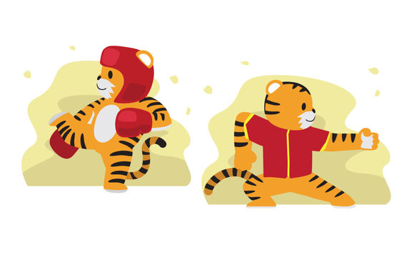 Wushu Tiger Taolo Sanda Cute Cartoon Character Sport Set