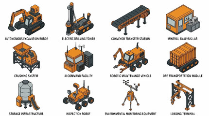 Collection of Construction and Industrial Equipment Illustrations. © Buka