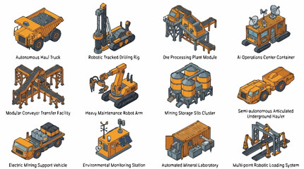 Collection of Orange Construction Vehicles and Equipment. © Buka