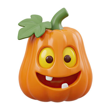 Cartoon Halloween Pumpkin with Googly Eyes and Missing Teeth