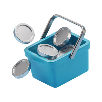 Open cash box with coins 3D savings finance icon on transparent background