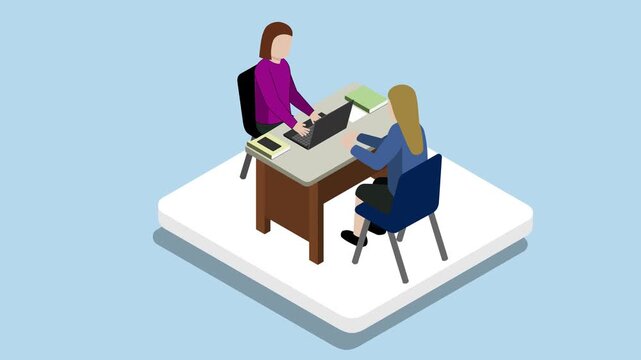 Isometric Businesswomen Interview Animation Video 4K suitable for your project needs