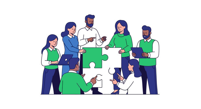 Diverse team working together.