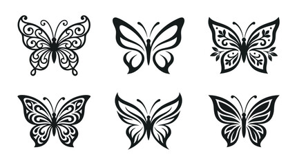 Fototapeta premium Black and white butterfly designs.