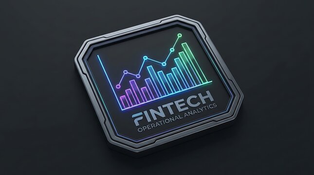 Fintech Operational Analytics high tech badge with neon charts