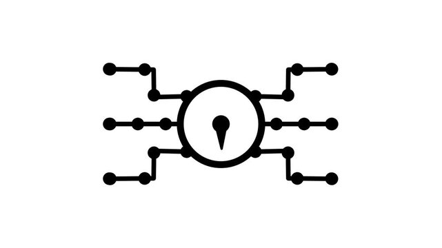 A central clock node with multiple branching connections representing a distributed time-based network or scheduling system architecture