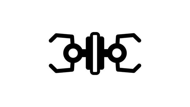 A horizontal bar with symmetric robotic claws or grippers on both ends representing a dual-arm mechanical grasping or handling tool