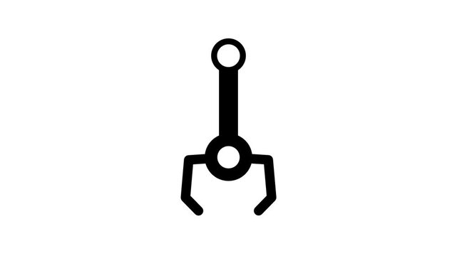 A single robotic arm with a curved joint and claw gripper representing a flexible mechanical automation tool for handling tasks