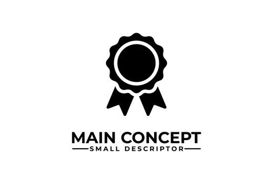 Minimalist black award ribbon badge icon vector logo template for business quality guarantee certification