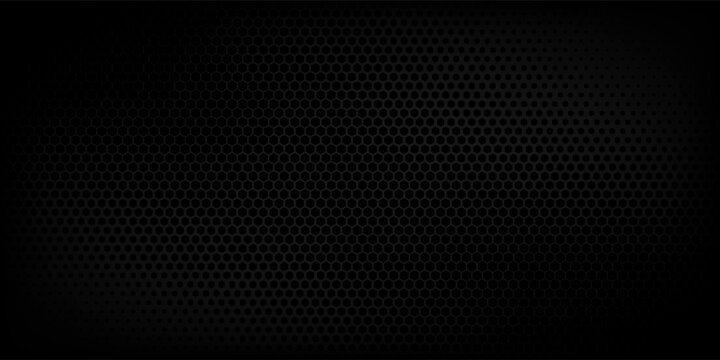 Deep black background texture. Seamless pattern of texture silver or stainless steel hexagon for background modern