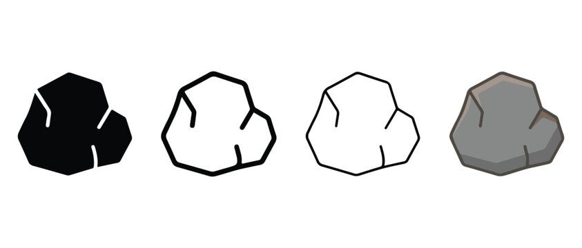 polygonal rock shapes side by side with various shading and lines  used for design and icon purposes
