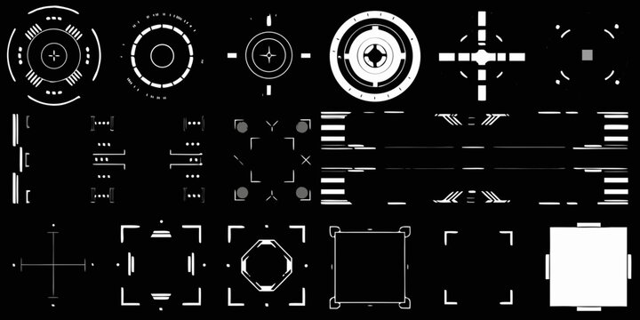 futuristic sci fi frames and symbols vector illustration sci fi hud technology interface graphic design icon element pattern circle square crosshair grid
