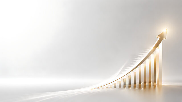 Golden Financial Growth Chart Arrow Rising Representing Business Success and Market Expansion