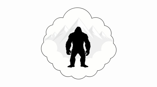 bigfoot silhouette in cloud with mountains