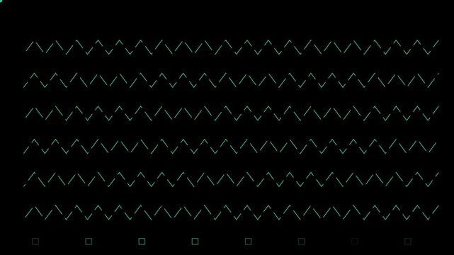 Abstract digital waveform animation 4k background, with pulsing neon, zigzag lines