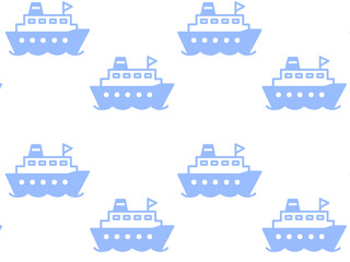 Ship background with scattered motifs, light blue © 青葉れな