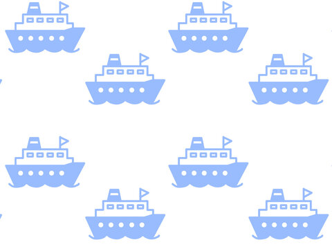 Ship background with scattered motifs, light blue