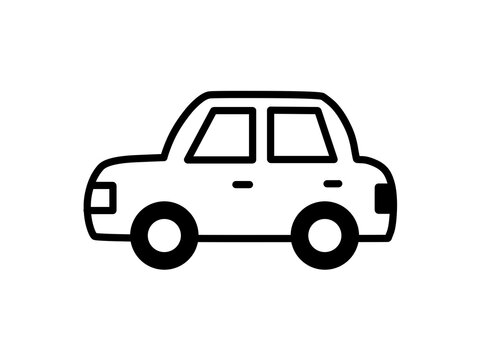 Cute simple car icon, black hand drawn line