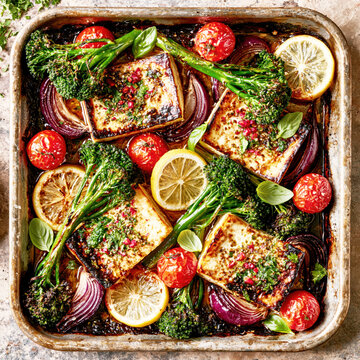 Baked Feta with Roasted Vegetables - AI Generative
