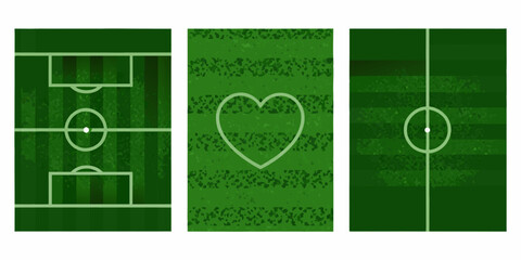 soccer field with heart shape vector illustration green background sports design creative pattern stripes football pitch love game activity fitness teamwork © Tapas