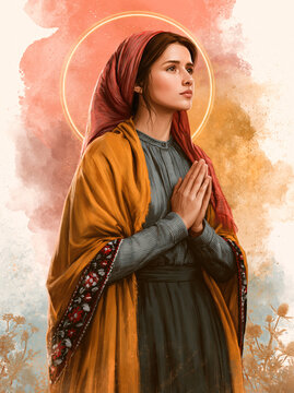 Praying Young Saint Portrait AI Generative