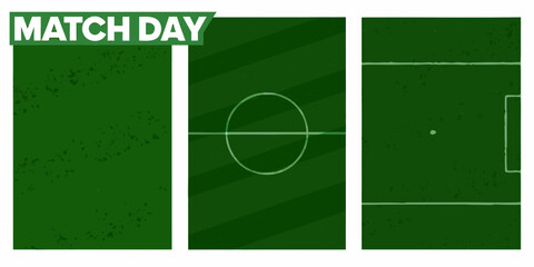 soccer field graphic with match day text realistic texture football sports broadcast design illustration vector green background sport game competition team © Tapas