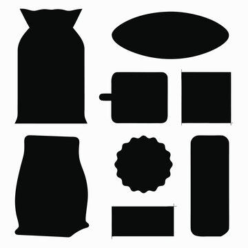  Black fabric shapes and icons set