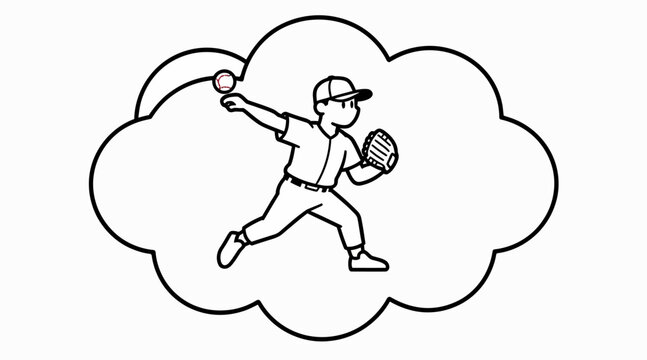 baseball player throwing ball in cloud